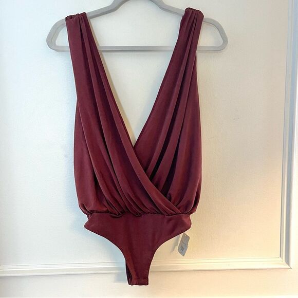 Intimately Free People Night Owl Sleeveless Crossover Bodysuit Nutmeg Small NWT - Picture 5 of 12